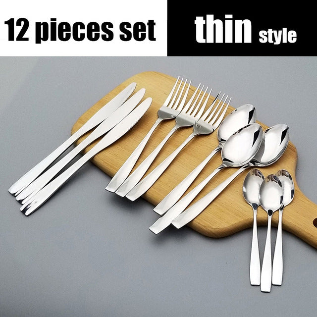 24 Pcs / set Dinnerware Set top Stainless Steel Dinner Knife and Fork Cutlery Set With Gift Box