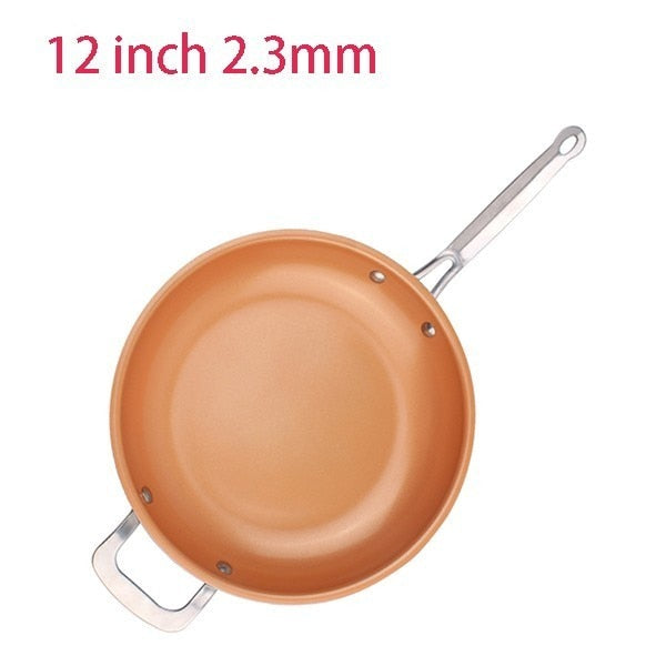 8/10/12 Inch non-stick Skillet Copper Frying Pan With Ceramic Coating Induction Cooking Frying Pan oven Dishwasher Safe Saucepan