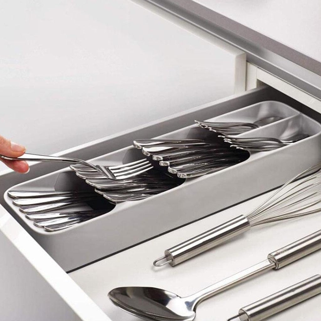 Kitchen Drawer Organizer Tray With Spoon Knife Fork Cutlery Separation Finishing Storage Box Cutlery Organizer Containers