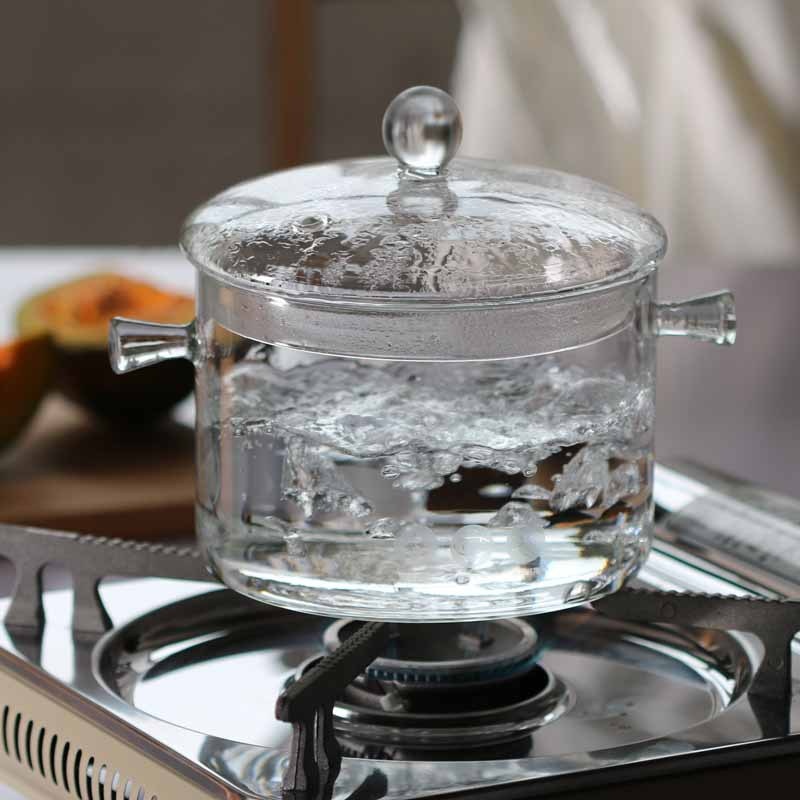 Fire Will Burn Heat-Resistant Glass Pot Stewing Pot Soup POY Boil Water Pot Borosilicate Dual Handle Glass Bowl Salad Bowl