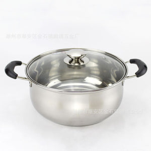 Non-Magnetic Stainless Steel hu xing guo Double Handles Double Bottom Pot Household Kitchen Kitchenware Multi-Purpose Soup Pot l