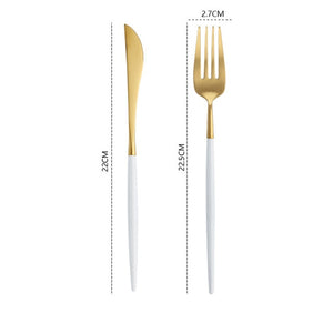 New Gold Fork Spoon Knife Portable Cutlery Set Stainless Steel Tableware Western Christmas Gift Kitchen Silverware Dropshipping