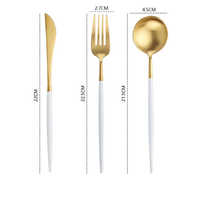 New Gold Fork Spoon Knife Portable Cutlery Set Stainless Steel Tableware Western Christmas Gift Kitchen Silverware Dropshipping