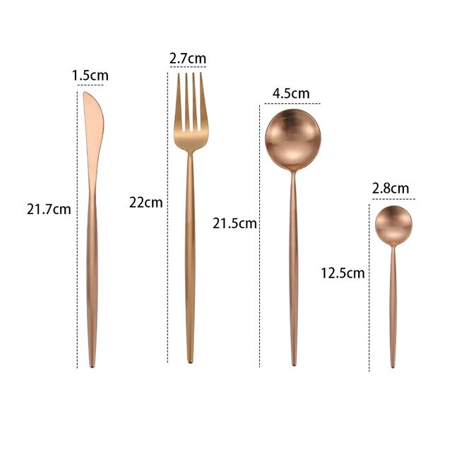 Gold Cutlery Set 304 Stainless Steel Cutlery Set Chopsticks Butter Knife Dessert Spoon Dinner Fork Tea Ice Spoon Tableware Set