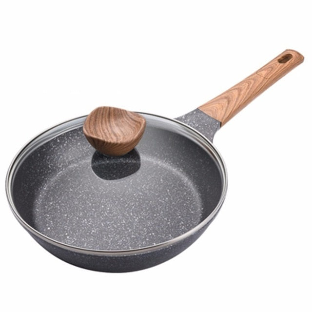 20-28 CM Medical Stone Non-stick Frying Pan New Pancake Steak Pan No fumes with/without cover Use for Gas & Induction Cooker