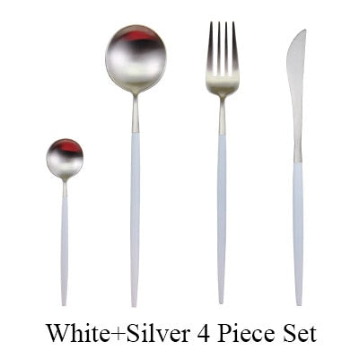 4Pcs/set Black Cutlery Set Stainless Steel Dinnerware Set Gold Flatware Fork Knife Spoon Wedding Silverware Set Drop Shipping