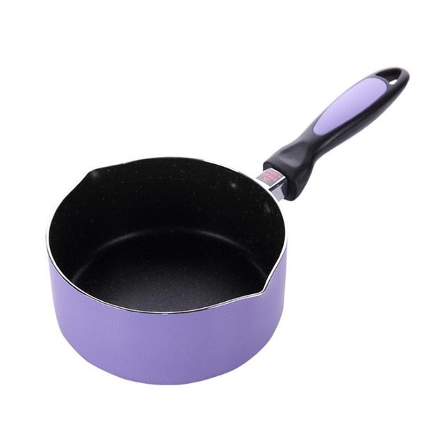3 Color Mini Milk Not-sticky Heating Pot Metal Carbon Steel Flat-bottomed Portable Egg Soup Noodles Kitchen Cooking Tools